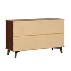 Cómoda de 6 cajones de madera maciza color caramelo/nogal con tiradores de metal, individual