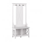 Perchero con banco de almacenamiento para zapatos – Cerezo Bing / Roble Blanco Puro / Gris Cape Cod / Gris Lavado, 1 persona
