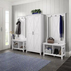 Perchero con banco de almacenamiento para zapatos – Cerezo Bing / Roble Blanco Puro / Gris Cape Cod / Gris Lavado, 1 persona