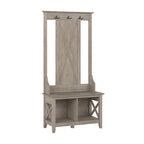 Perchero con banco de almacenamiento para zapatos – Cerezo Bing / Roble Blanco Puro / Gris Cape Cod / Gris Lavado, 1 persona