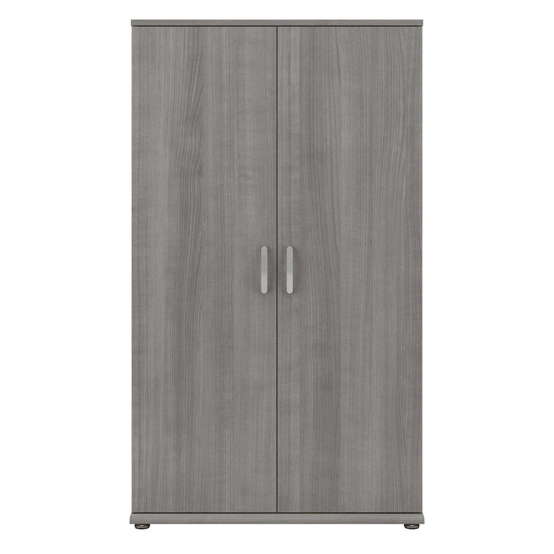 Armario alto con puertas y estantes gris tormenta / blanco / gris platino