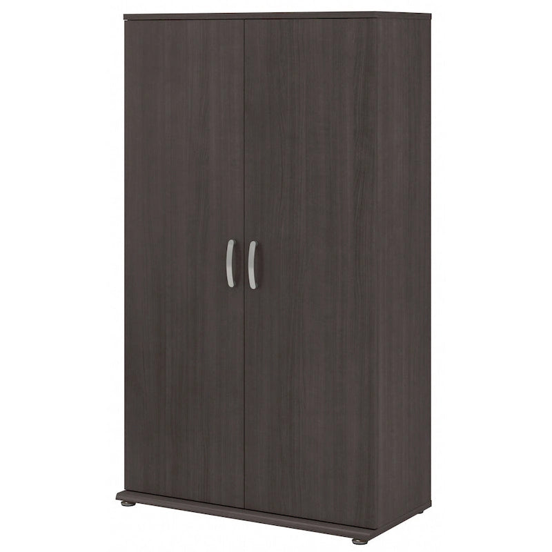 Armario alto con puertas y estantes gris tormenta / blanco / gris platino