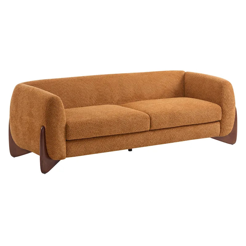 Sofá de 3 plazas Bouclé con patas de madera