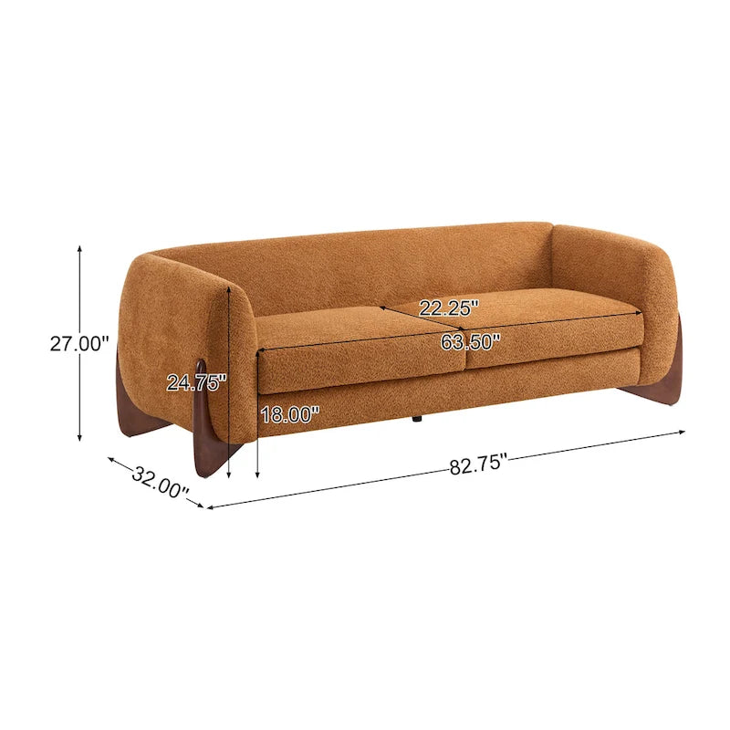 Sofá de 3 plazas Bouclé con patas de madera