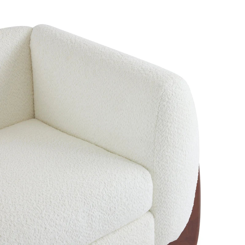 Sofá de 3 plazas Bouclé con patas de madera