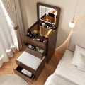 (48cm)3 in 1 Vanity Desk with Plip Top Mirror,Small Make Up Vanity Set with Glass Desktop,Compact Makeup Vanity with 3 Drawers