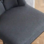 Juego de 2 taburetes de bar tapizados en beige/gris, respaldo alto con botones capitoné, estructura de metal