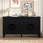 Aparador/bufé de 4 puertas estilo francés en azul marino y negro