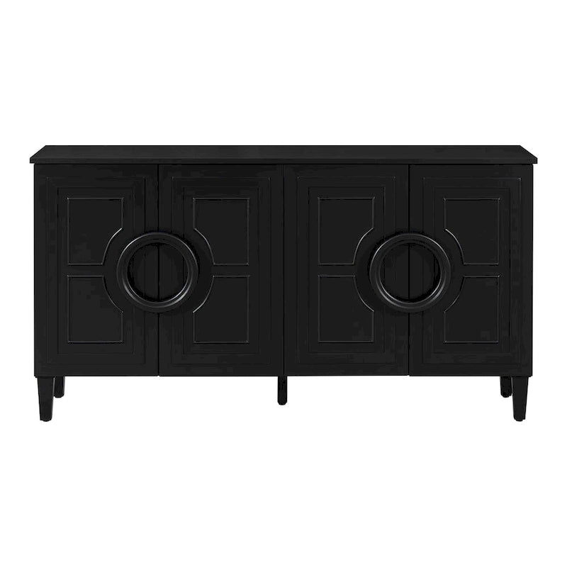 Aparador/bufé de 4 puertas estilo francés en azul marino y negro