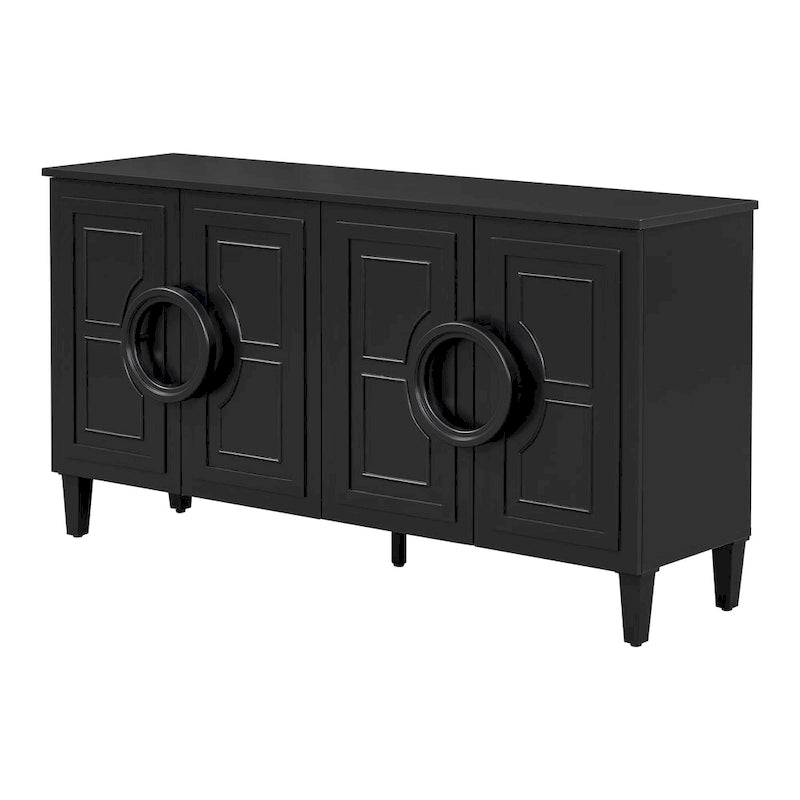Aparador/bufé de 4 puertas estilo francés en azul marino y negro