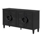 Aparador/bufé de 4 puertas estilo francés en azul marino y negro
