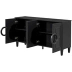 Aparador/bufé de 4 puertas estilo francés en azul marino y negro