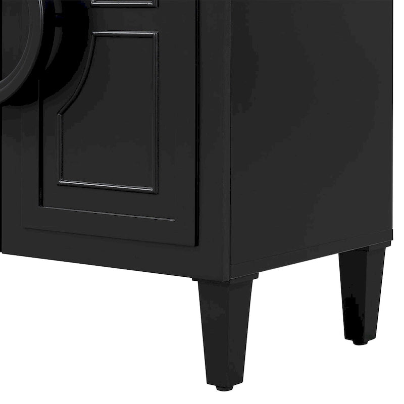 Aparador/bufé de 4 puertas estilo francés en azul marino y negro