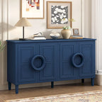 Aparador/bufé de 4 puertas estilo francés en azul marino y negro