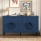 Aparador/bufé de 4 puertas estilo francés en azul marino y negro