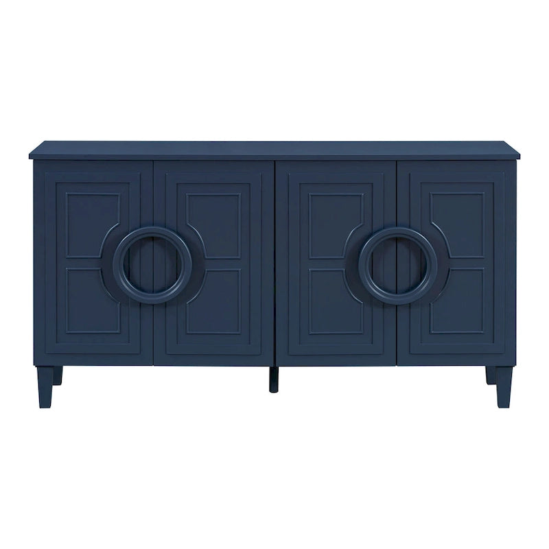 Aparador/bufé de 4 puertas estilo francés en azul marino y negro