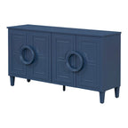 Aparador/bufé de 4 puertas estilo francés en azul marino y negro