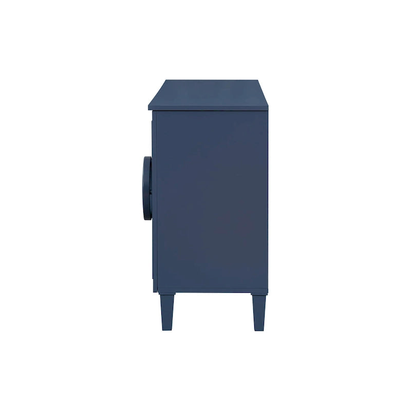 Aparador/bufé de 4 puertas estilo francés en azul marino y negro