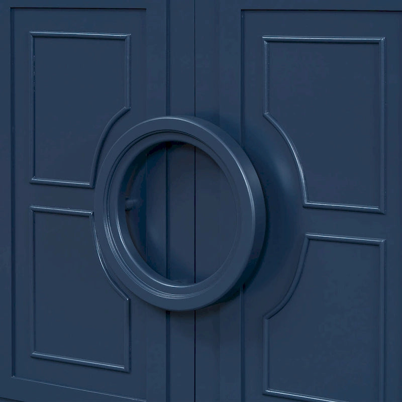 Aparador/bufé de 4 puertas estilo francés en azul marino y negro