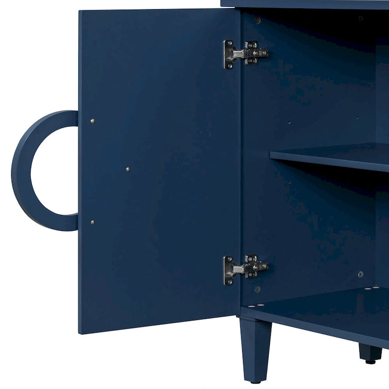 Aparador/bufé de 4 puertas estilo francés en azul marino y negro