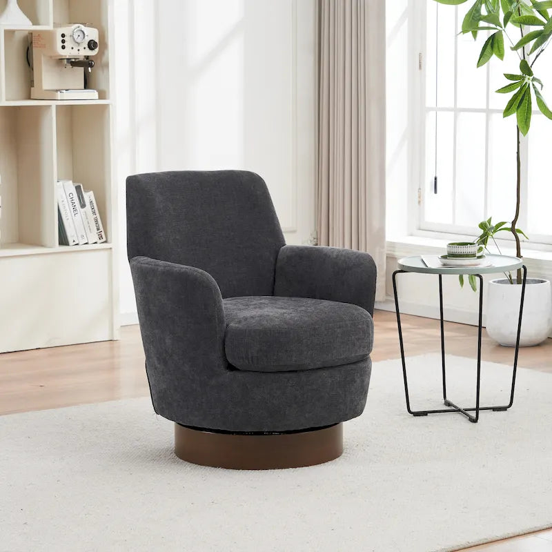 Sillón giratorio Barrel – Beige / Gris oscuro / Marrón / Azul / Gris, Individual, 360°