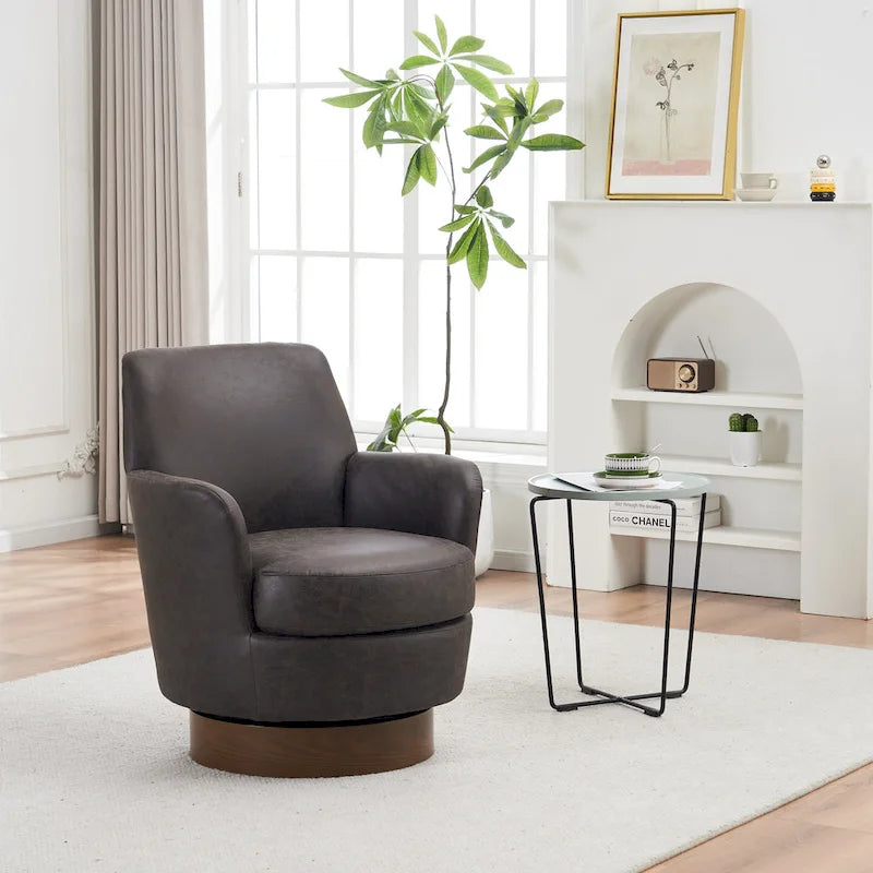 Sillón giratorio Barrel – Beige / Gris oscuro / Marrón / Azul / Gris, Individual, 360°