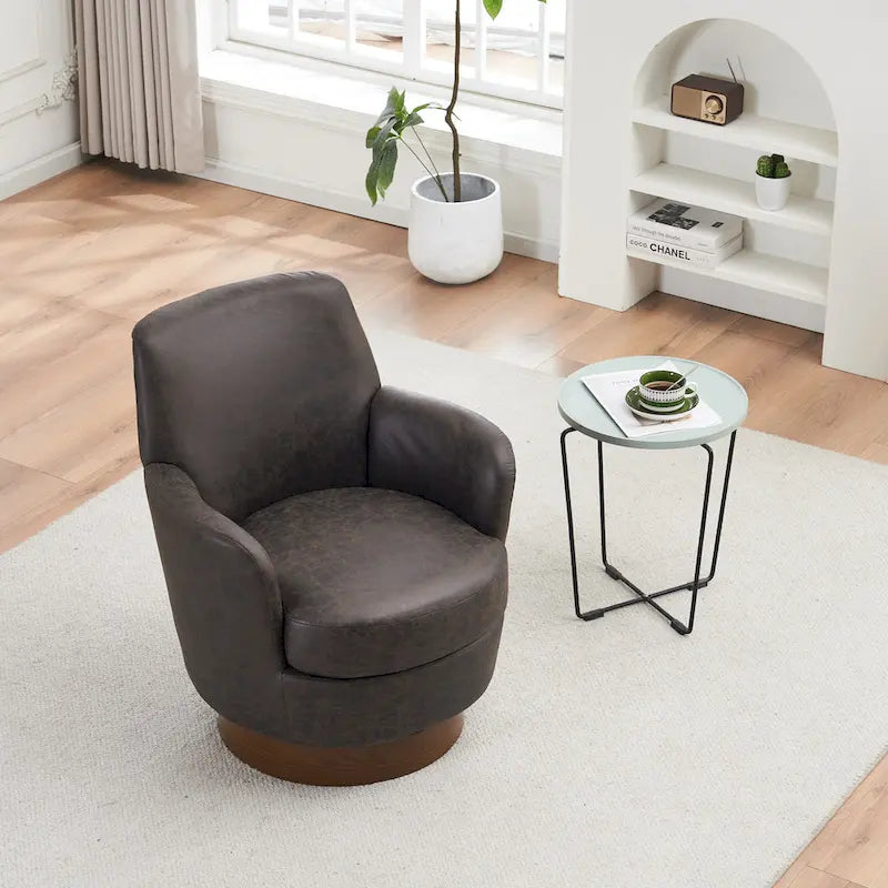 Sillón giratorio Barrel – Beige / Gris oscuro / Marrón / Azul / Gris, Individual, 360°