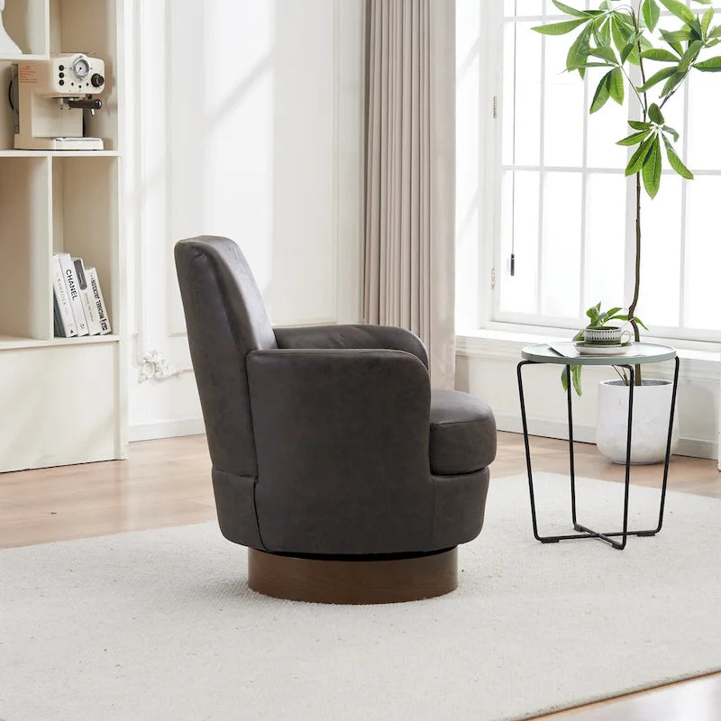 Sillón giratorio Barrel – Beige / Gris oscuro / Marrón / Azul / Gris, Individual, 360°