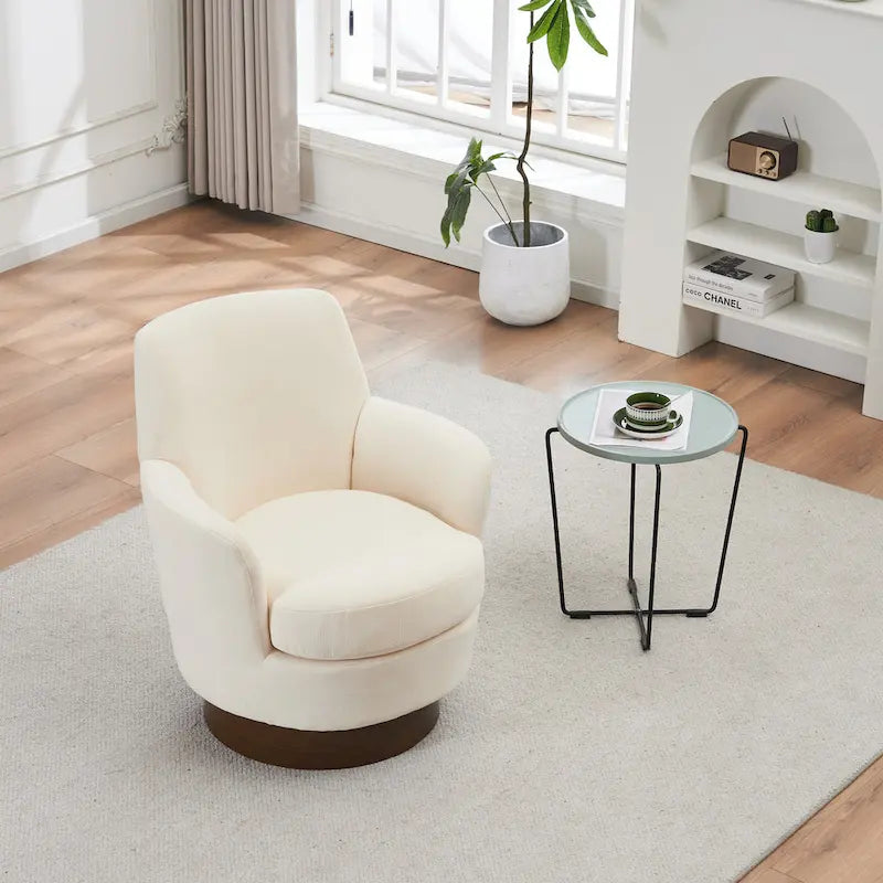 Sillón giratorio Barrel – Beige / Gris oscuro / Marrón / Azul / Gris, Individual, 360°