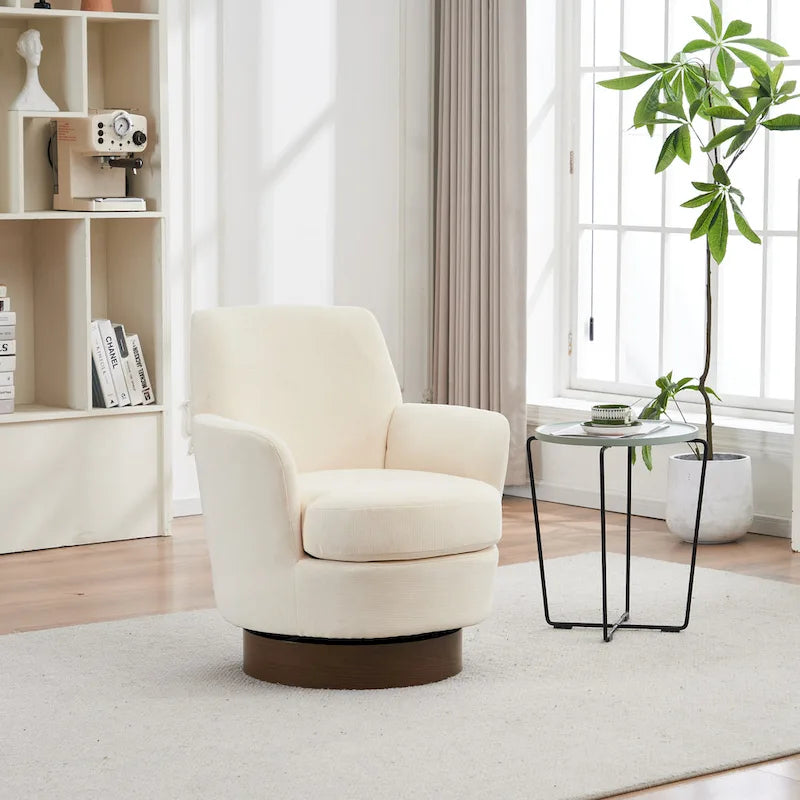 Sillón giratorio Barrel – Beige / Gris oscuro / Marrón / Azul / Gris, Individual, 360°