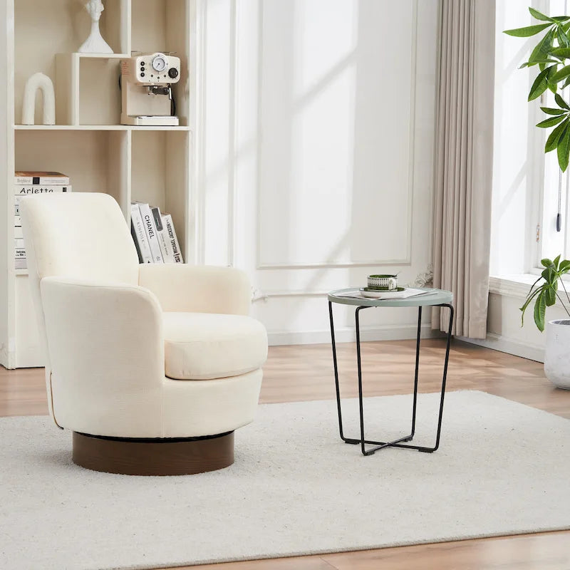 Sillón giratorio Barrel – Beige / Gris oscuro / Marrón / Azul / Gris, Individual, 360°
