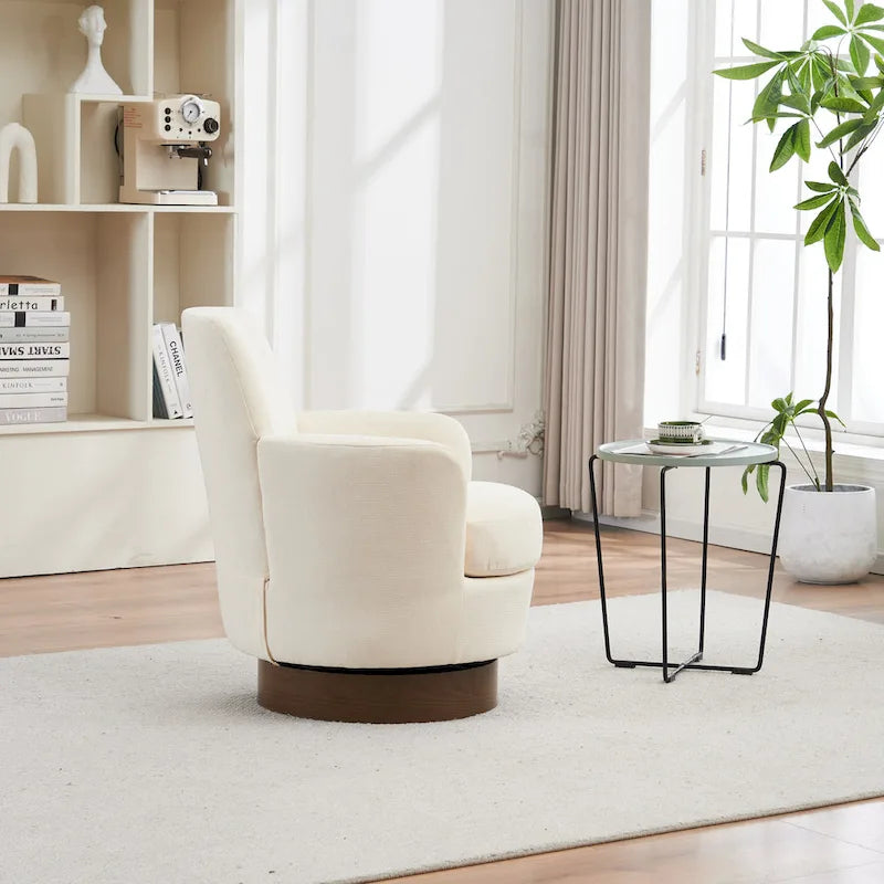 Sillón giratorio Barrel – Beige / Gris oscuro / Marrón / Azul / Gris, Individual, 360°