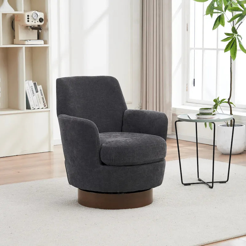 Sillón giratorio Barrel – Beige / Gris oscuro / Marrón / Azul / Gris, Individual, 360°