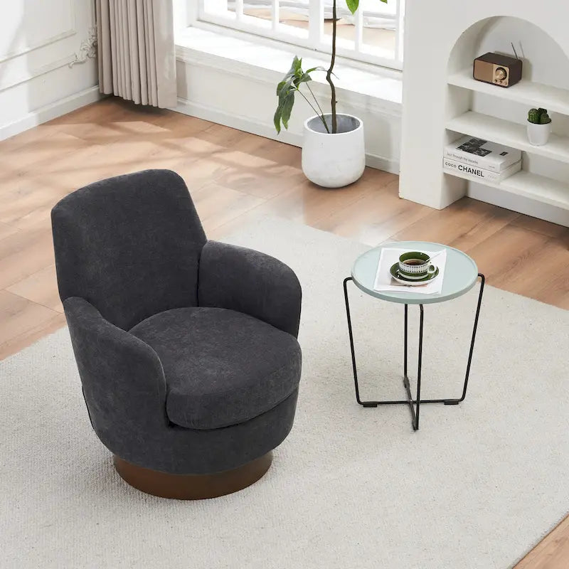 Sillón giratorio Barrel – Beige / Gris oscuro / Marrón / Azul / Gris, Individual, 360°