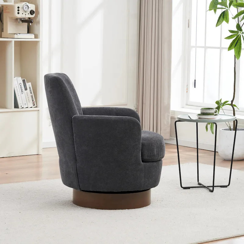 Sillón giratorio Barrel – Beige / Gris oscuro / Marrón / Azul / Gris, Individual, 360°