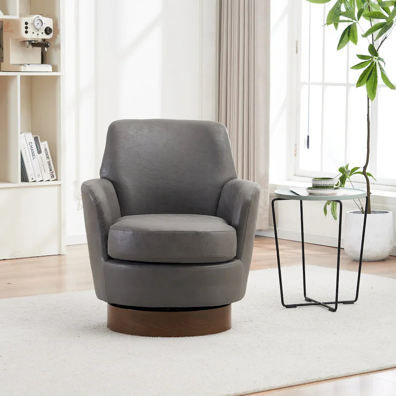 Sillón giratorio Barrel – Beige / Gris oscuro / Marrón / Azul / Gris, Individual, 360°