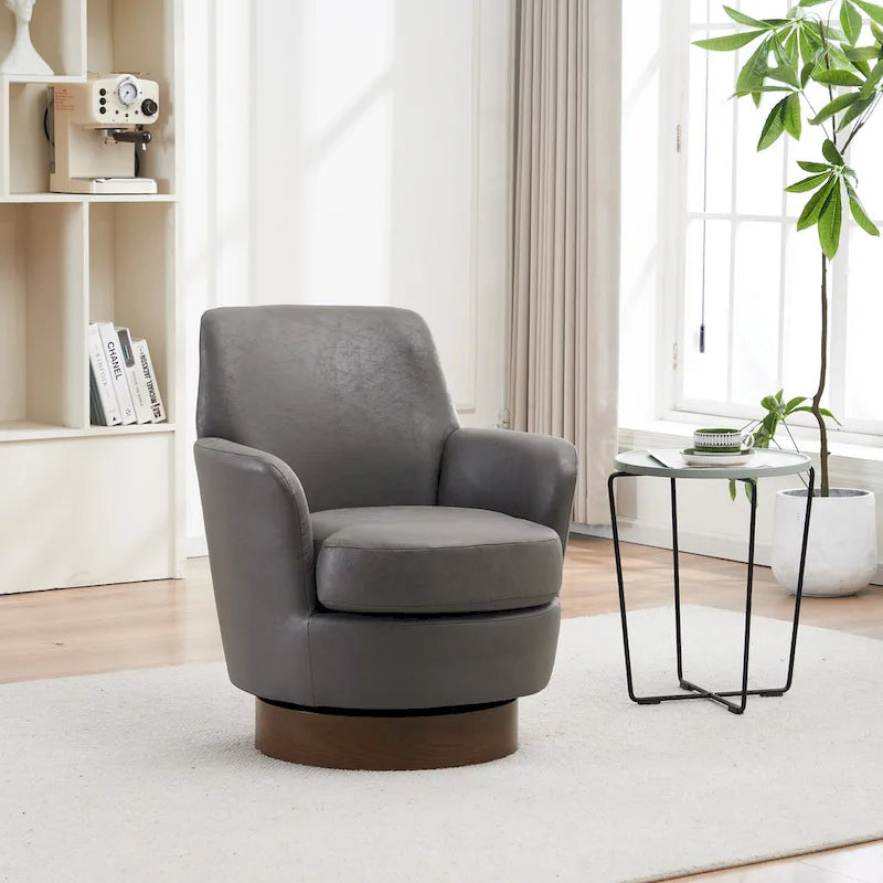Sillón giratorio Barrel – Beige / Gris oscuro / Marrón / Azul / Gris, Individual, 360°