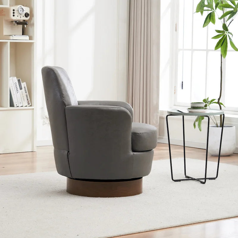 Sillón giratorio Barrel – Beige / Gris oscuro / Marrón / Azul / Gris, Individual, 360°