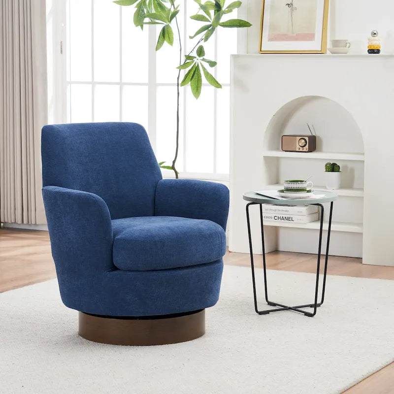 Sillón giratorio Barrel – Beige / Gris oscuro / Marrón / Azul / Gris, Individual, 360°