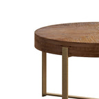 Mesa de centro redonda natural y dorada / natural y negra con patas cruzadas