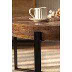 Mesa de centro redonda natural y dorada / natural y negra con patas cruzadas