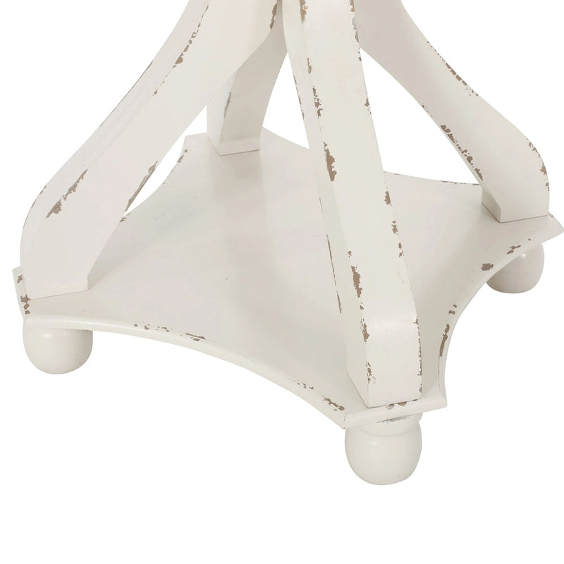 Mesa auxiliar redonda estilo campestre francés en natural/natural + blanco envejecido
