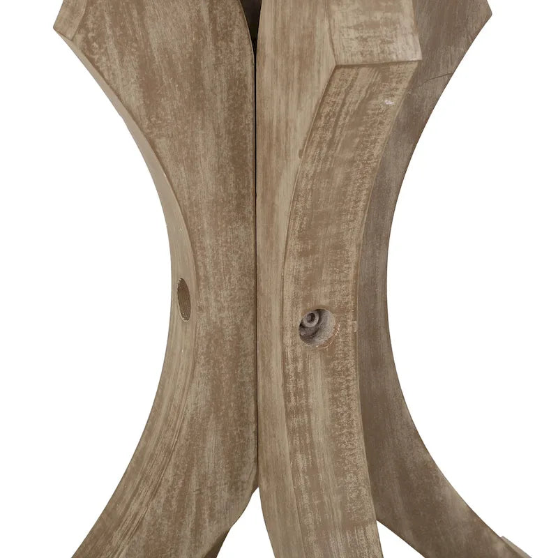 Mesa auxiliar redonda estilo campestre francés en natural/natural + blanco envejecido