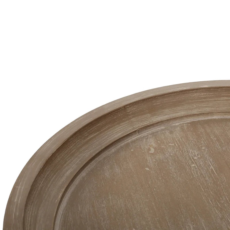Mesa auxiliar redonda estilo campestre francés en natural/natural + blanco envejecido