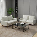 Sofá de dos plazas de terciopelo blanco / jengibre / azul marino / gris / amarillo con patas de madera
