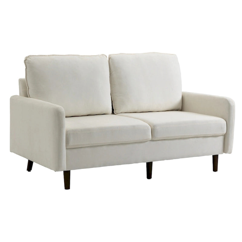 Sofá de dos plazas de terciopelo blanco / jengibre / azul marino / gris / amarillo con patas de madera