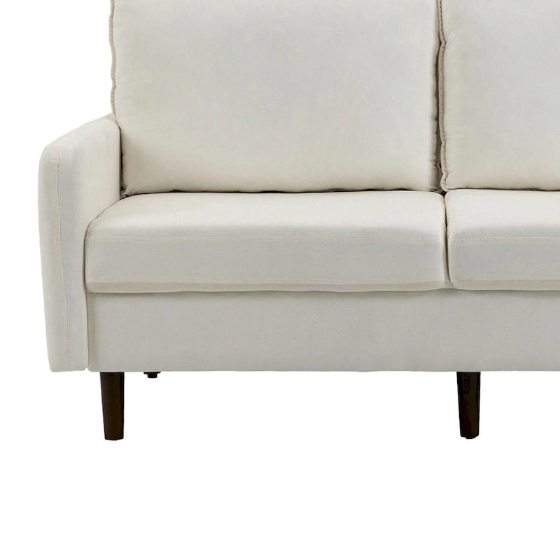 Sofá de dos plazas de terciopelo blanco / jengibre / azul marino / gris / amarillo con patas de madera