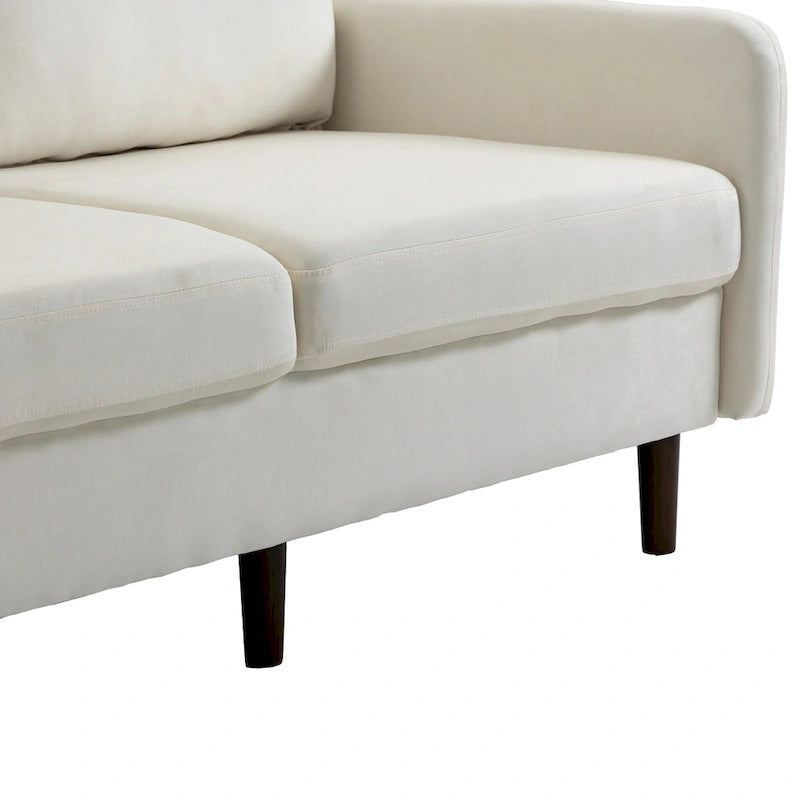 Sofá de dos plazas de terciopelo blanco / jengibre / azul marino / gris / amarillo con patas de madera