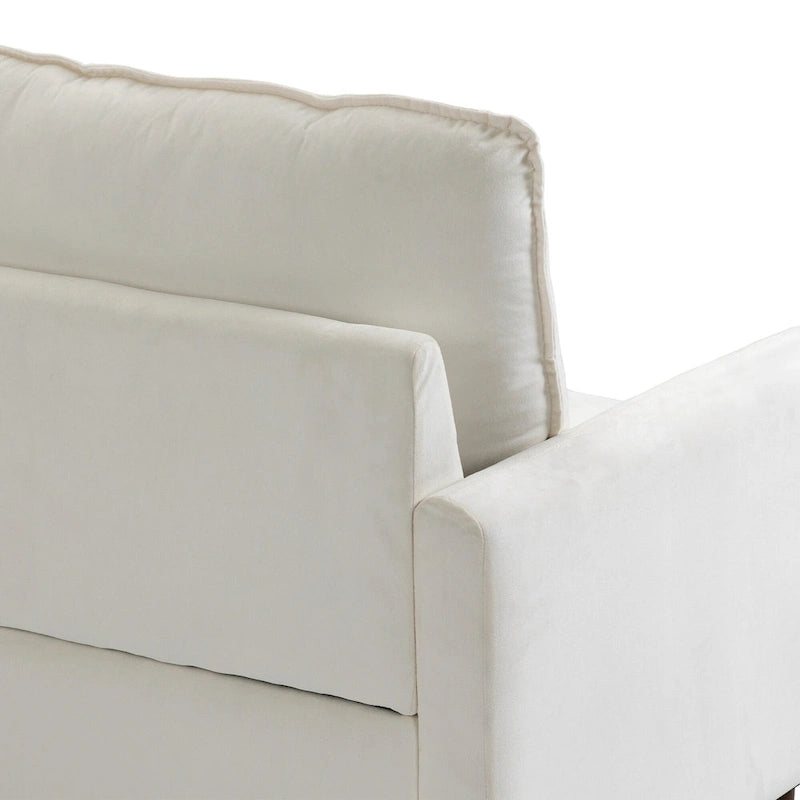 Sofá de dos plazas de terciopelo blanco / jengibre / azul marino / gris / amarillo con patas de madera