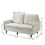 Sofá de dos plazas de terciopelo blanco / jengibre / azul marino / gris / amarillo con patas de madera